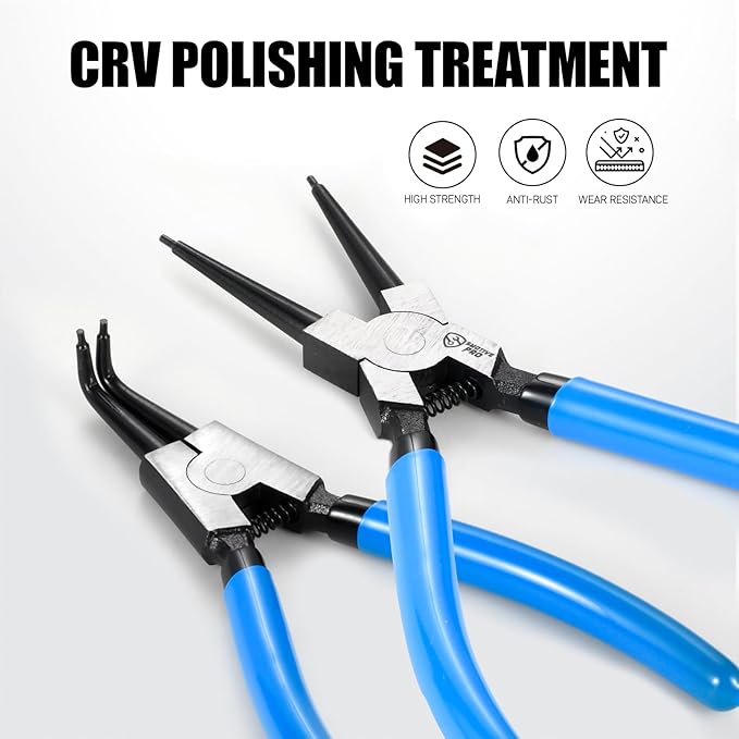 Precision 6PCS 7" Snap Ring Pliers Set - Complete 0°/45°/90° Angled Jaw Options, Professional Grade Internal/External Retaining Ring Tools