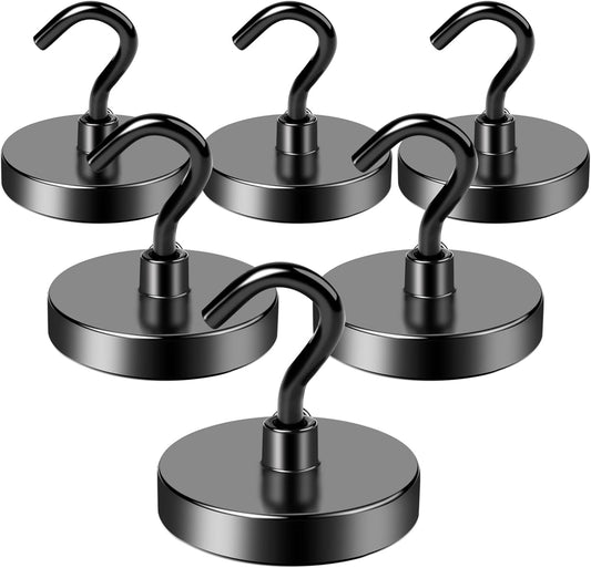 LOVIMAG Magnetic Hooks Heavy Duty, 150LBS Magnet Hooks for Cruise Cabin, Cruise Door Magnets with Epoxy Coating for Hanging, Strong Neodymium Magnets for Ceiling, Home Improvement Must Haves-6 Pcs