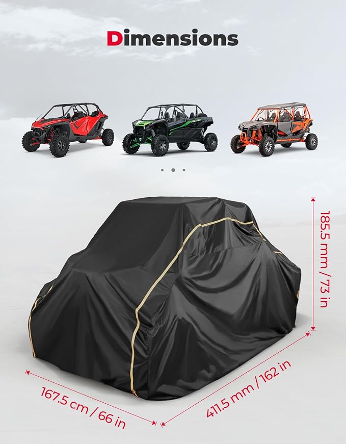 KEMIMOTO UTV Cover 4 Seater Compatible with Polaris RZR Pro XP 4, Ranger Crew 1000, Kawasaki Teryx KRX 4 1000, Can-Am Defender MAX, Commander MAX, Uforce 1000 XL, Pioneer 1000-6, 162''x66''x73''
