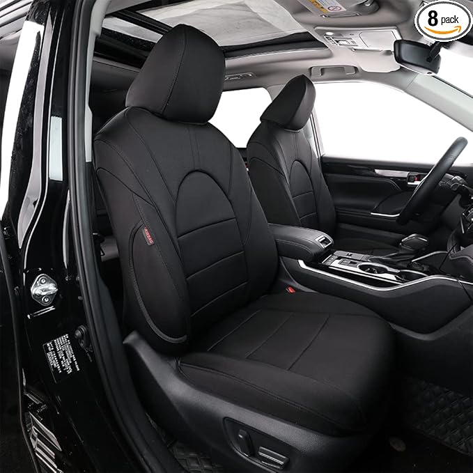 EKR Highlander Seat Covers for SUV Toyota Highlander 2020 2021 2022 2023 2024 2025 2026,2nd Row 40/60 Split,Car Seat Covers Front Seats Back Seat,Waterproof Seat Covers Full Set-Neoprene(Black)