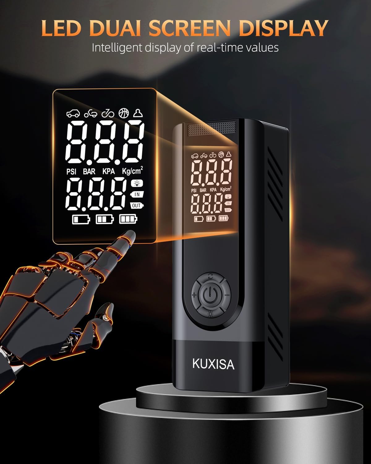 Tire Inflator Portable Air Compressor,180PSI & 3X Faster Air Pump for Car Tires with Digital Pressure Gauge, 25000mAh Air Compressor for Car, Motorcycle, Bicycle, Ball and More.