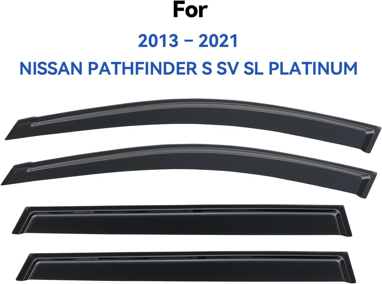 Window Visors Rain Guards for 2013-2021 Nissan Pathfinder, Out-Channel Window Vent Wind Deflectors Visors Shades for 13-21 Pathfinder S SV SL Platinum