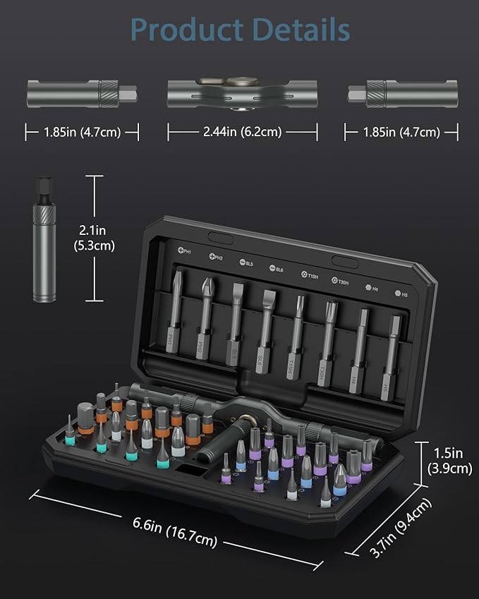 Upgraded 42 in 1 Magnetic Screwdriver Set, Ankilo DIY Ratchet Screwdriver Set Magnetic with 40 PCS Bits, Precision Repair Tool Kit for Tools Furniture Computer Bicycle Black