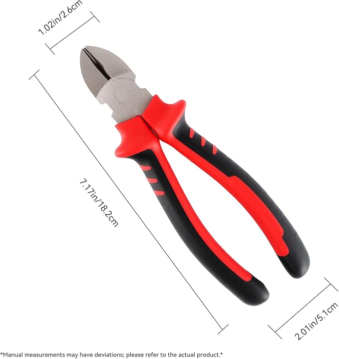 7" Diagonal Cutting Pliers, Heavy Duty Side Cutters, Wire Cutters For Electrical Appliance Repair, Cable, Electronic Production, Industrial Work, Fine Cutting, Model Making Comfort Grip