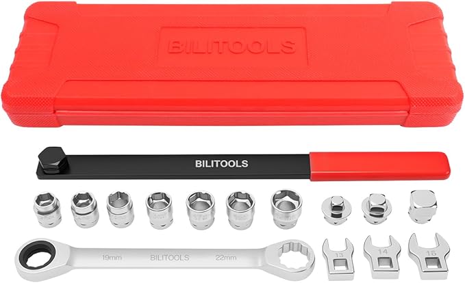 BILITOOLS 15-Piece Universal Serpentine Belt Tool Set, Ratcheting Serpentine Belt Tensioner Tool Kit