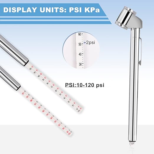 Pencil Tire Pressure Gauge 2 Pack, 10-120PSI Dual Head Air Gauge Tire Pressure Heavy Duty Tire Valve Gauge for Truck Car RV ATV Motorcycle