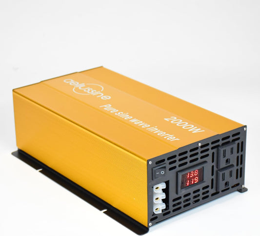 2000W Pure Sine Wave Inverter-48V DC to 110V 120V AC Power Converter with 2 AC Outlets, 48 Volt Power Inverter for Truck, Rv, Camping, Home, Emergency Power