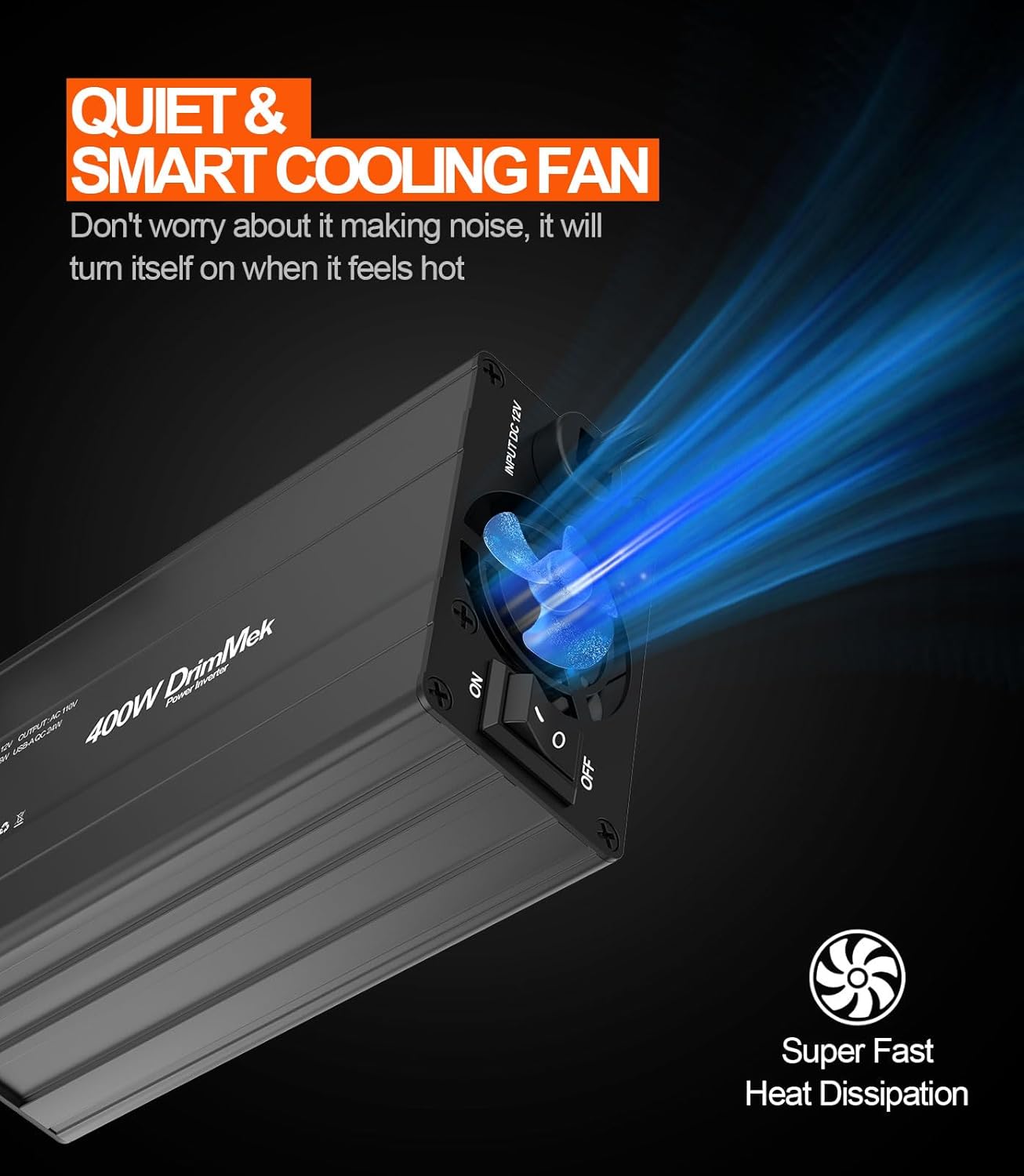 400W Car Power Inverter - Dual DC 12V to 110V AC Car Plug Adapter Outlets, Fast Charging USB C 65W & 24W Port, Power Inverters for Vehicles, Laptop Car Charger, Road Trips