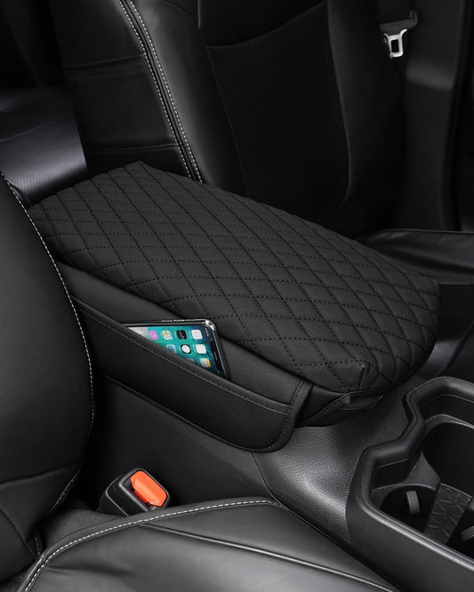 Shademax Center Console Cover Toyota RAV4 2019-2024 2025 2026 Armrest Cover Cushion Pad for Toyota RAV4 Accessories PU Leather Armrest Seat Box Protector with Pockets Storage Bag