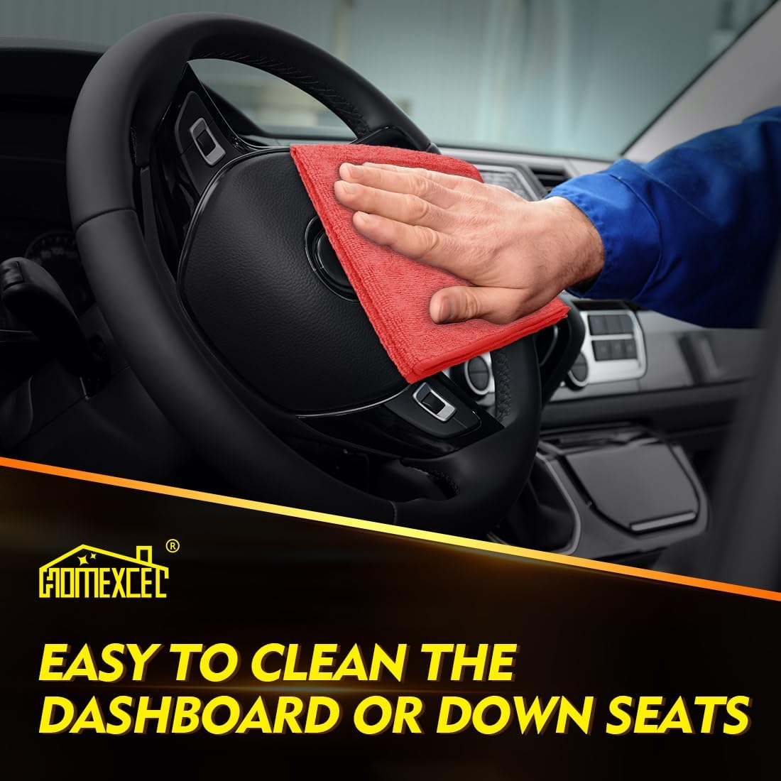 HOMEXCEL Red Microfiber Cleaning Cloth 50 Pack, 12.5 x 12.5 inch Microfiber Towels for Cars, Ultra Absorbent Car Washing Cloth, Lint Free Streak Free Cleaning Rags for Car, Kitchen, and Window