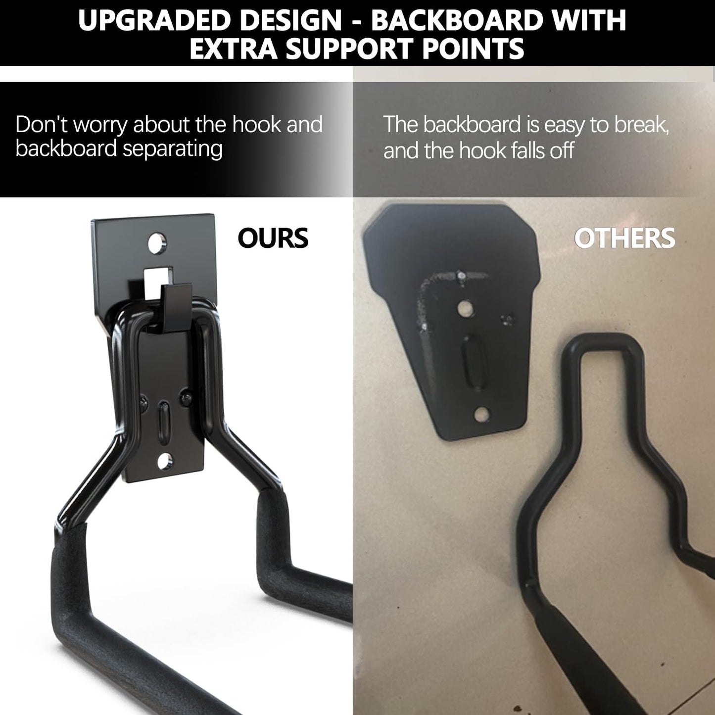 3-H Garden Hose Holder Wall Mount 2 Pack,Solid Steel Hose Hanger wih Extension Strap,Water Hose Holders for Outside to Hang Outdoor Air Hose,Ropes,Pipes,Power Tools,Ladders,Bikes,Bulk Items