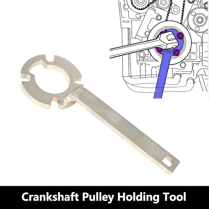 DPTOOL Crankshaft Pulley Holding Tool Holder Wrench Compatible with Volvo C30 C70 S40 S60 S70 S80 V40 V50 V70 XC70 XC90 2.0L 2.4L 2.5L 5 Cyl Diesel Engine Replace 999-5433 303-1179 999-7005 999-7007