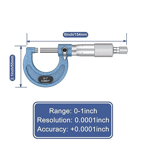 HDLNKAK Outside Micrometer, 0-1" Machinist Micrometer, 0.0001" Graduation Micrometer Set, Alloy Precision Micrometer, Machinist Tool, Micrometer Standard with Case