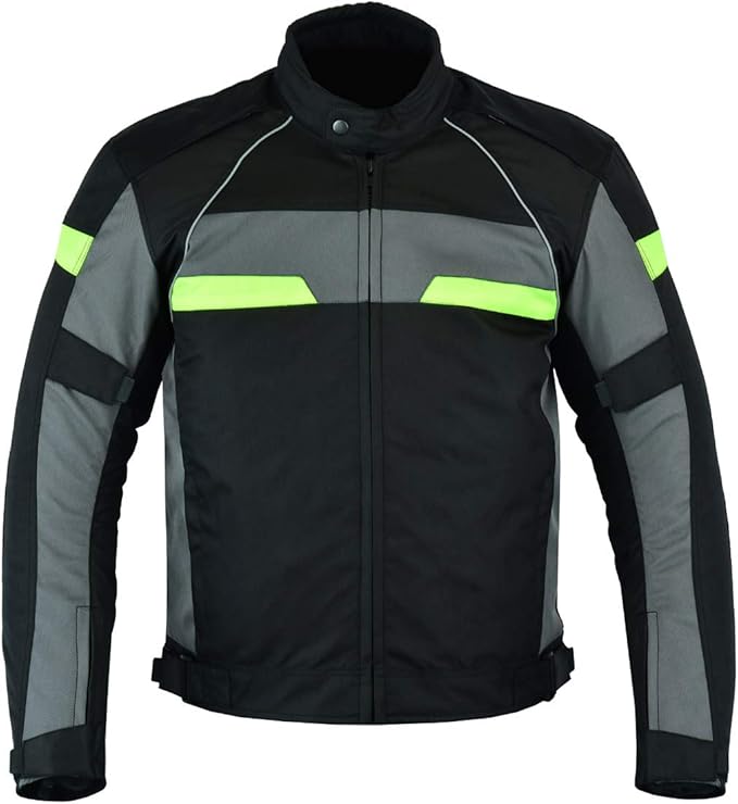 A&H Apparel Mens Textile Biker Riding CE Armored Waterproof All-Weather Motorcycle Jacket