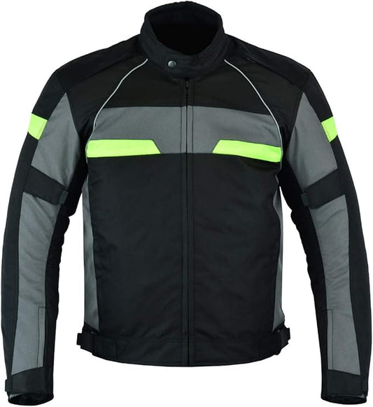 A&H Apparel Mens Textile Biker Riding CE Armored Waterproof All-Weather Motorcycle Jacket