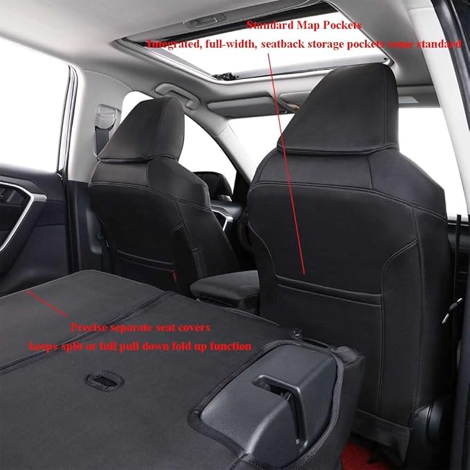 EKR Rav4 Seat Covers Custom Fit for Toyota Rav4 2019 2020 2021 2022 2023 2024 2025 LE,XLE,XLE Premium,Limited,Truck Seat Cover Full Set for SUV,Neoprene(Black)
