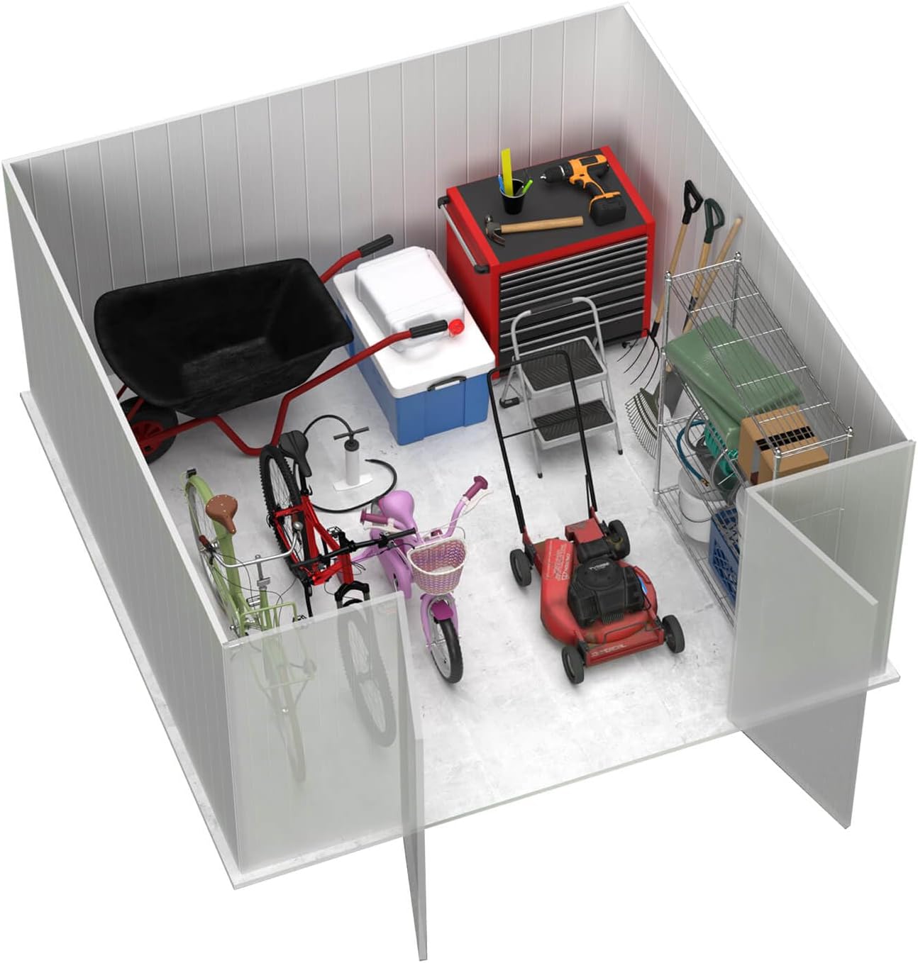 Absco Premier Storage Sheds, 10'x10' Metal Garage, DIY Backyard Shed, Utility Tool Storage, Weather & Wind Resistant Aluminum Panels & Steel Frame, Maintenance-Free, 12 Year Warranty, Classic Cream