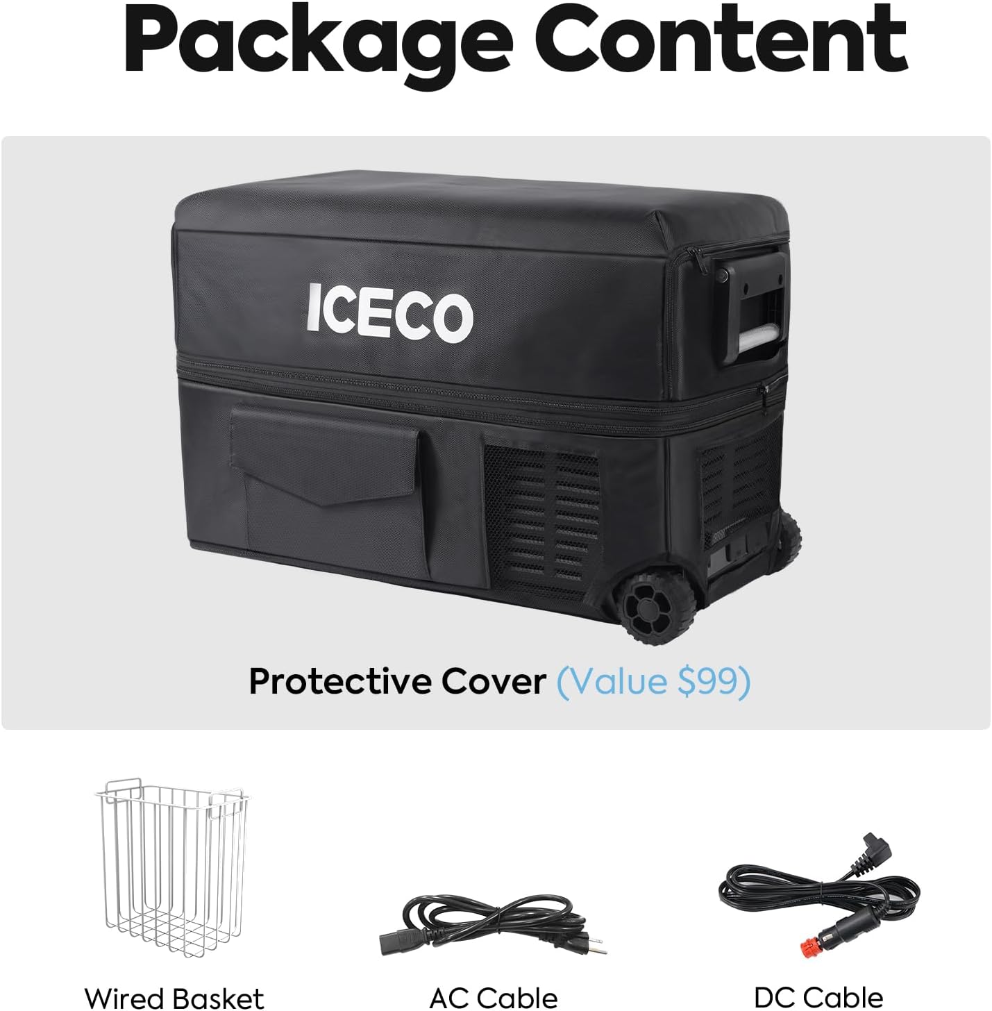 ICECO JP50 Pro Portable Refrigerator,12Volt Car Fridge Freezer, Compact Refrigerator with Secop Compressor, for Outdoor, Camping 51.7 Quart, -4℉～68℉, DC 12/24V, AC 110/240V, Multi-directional Lid