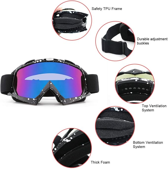 SPOSUNE Dirt Bike ATV Goggles UV400 Motorcycle Goggles for Men Women Youth Motocross Riding Goggles Windproof Dustproof