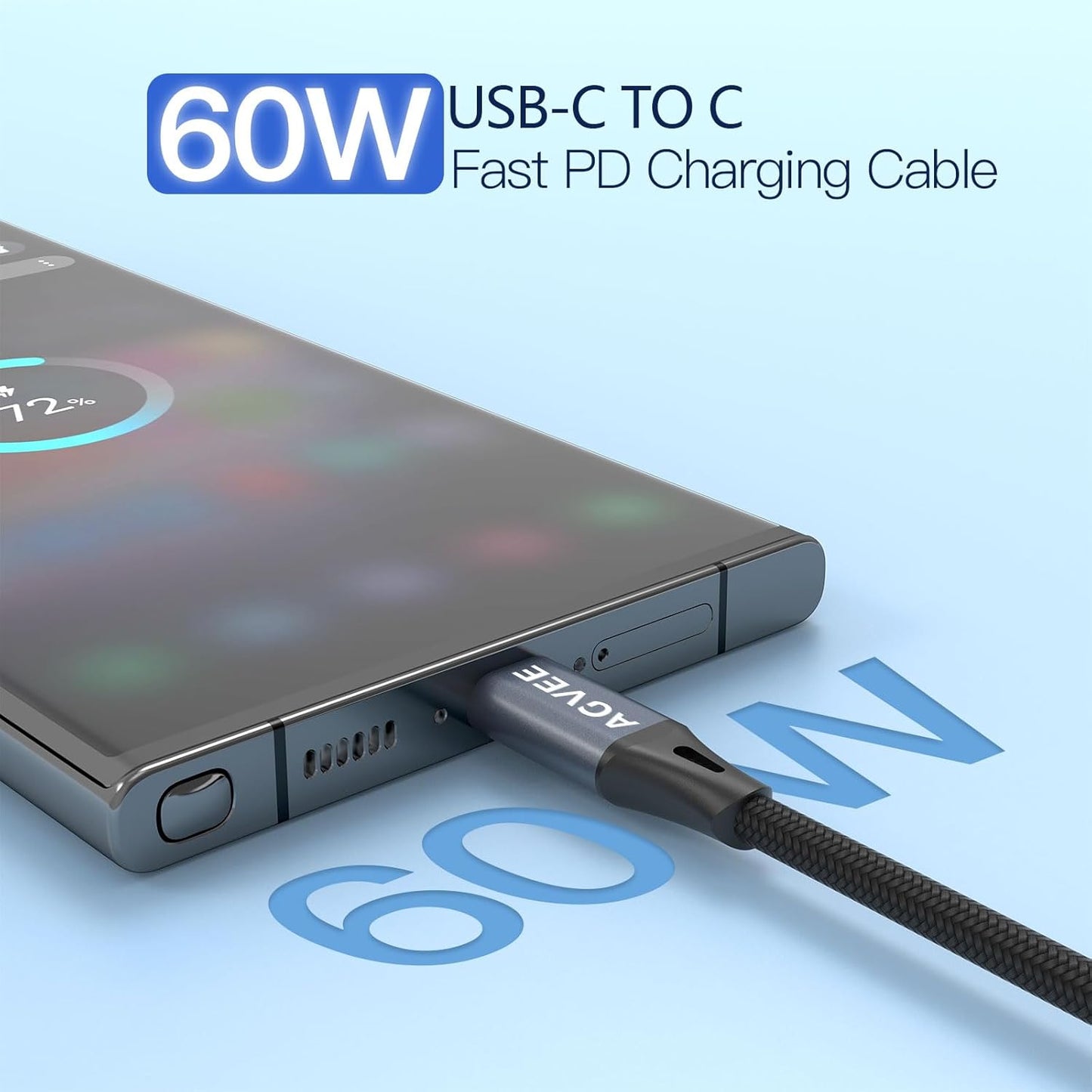 AGVEE 3ft Coiled Short USB-C to USB-C Charging Cable [USB-IF Certified] 60W PD Fast Charger Cord in Car for iPhone 16/15 CarPlay, Galaxy S25 S24 S23 S22 S21 S10 S9 S8, Google Pixel, Dark Gray