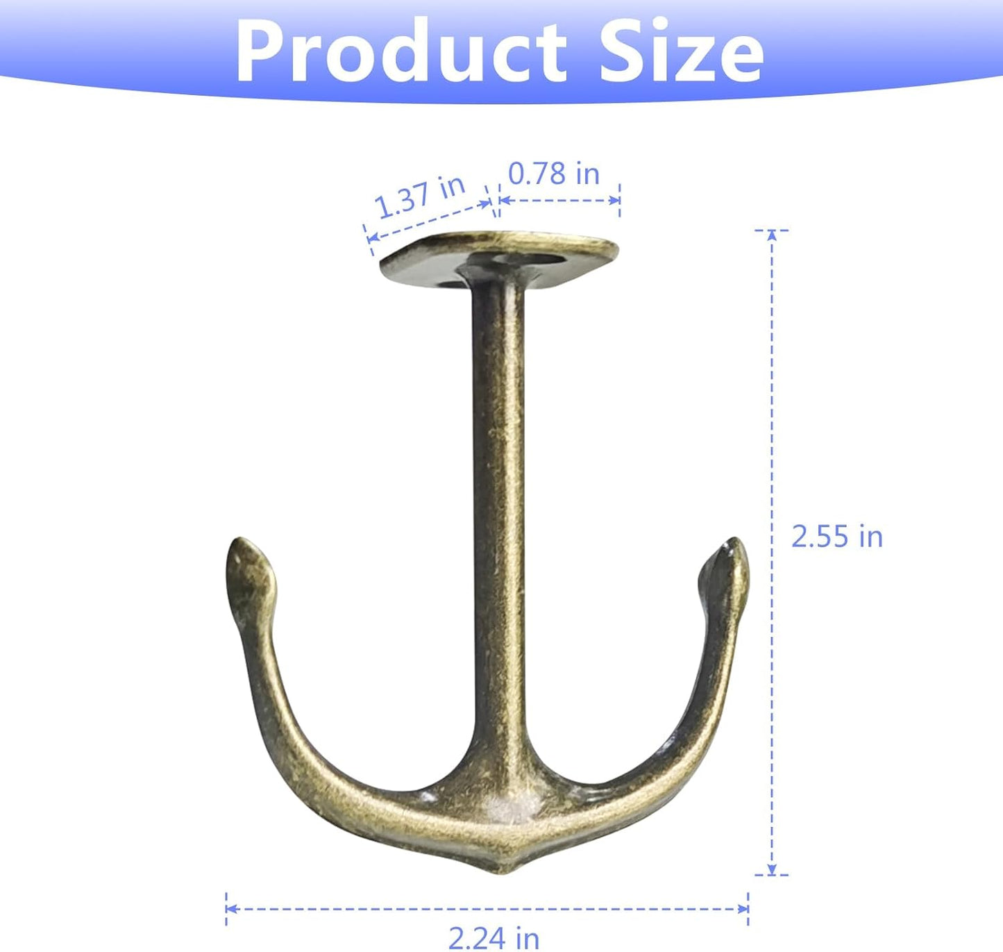 Anchor Two Prong Ceiling Hook for Closet Top Bathroom Kitchen Cabinet Garage Pack of 8 (Bronze)