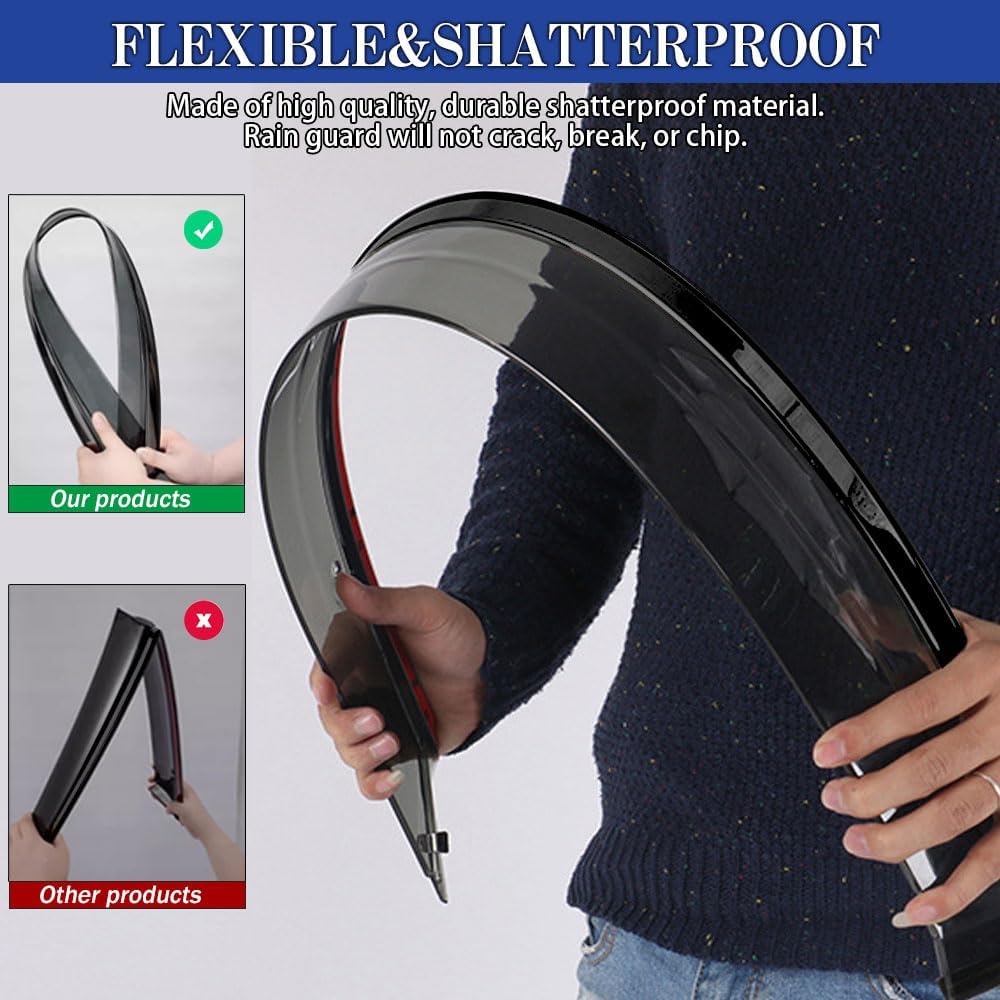 Rain Guards for Volkswagen VW Tiguan 2018-2023, Tape-on Side Window Deflectors for Volkswagen Tiguan, Window Visors for Volkswagen Cars, for Volkswagen Car Accessories 4 Rain Guards ＆ 2 Car Coasters