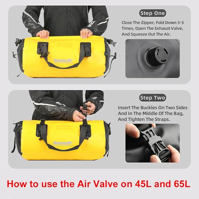 Rhinowalk Motorcycle Saddle Bag Motorbike Travel Tail Bag 65L Waterproof Pannier Storage Bag Motor Bike Accessories Powersports Luggage (Black)