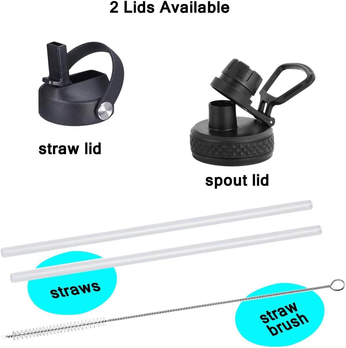 SENDESTAR Water Bottle 32oz,2 Lids(Straw lid),Wide Mouth Stainless Steel Vacuum Insulated Double Wall Keep Liquids Cold or Hot All Day,Sweat Proof Sport Design,Fit Car Cup Holder(Sobert)