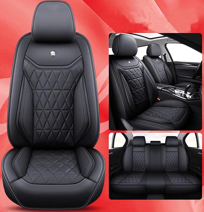 Leather Car Seat Covers,Waterproof Seat Covers 5-Seater Full Set with Airbag Compatible,Universal Automotive seat Covers for Cars,SUV,Trucks,Pickup