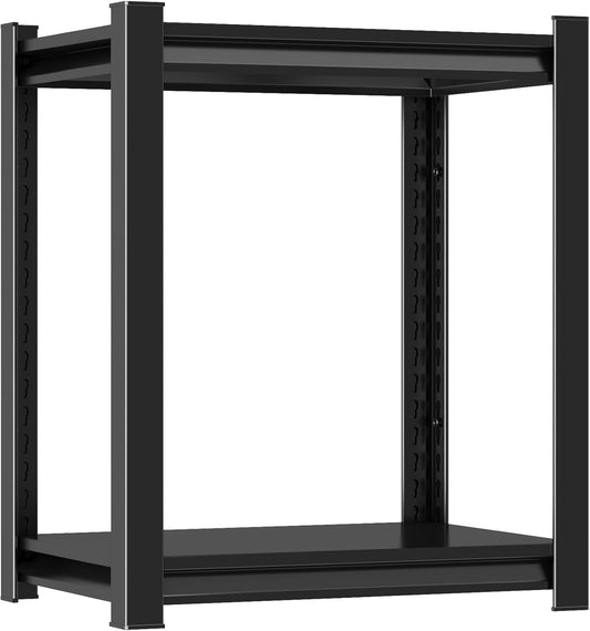 Metal Garage Shelving Unit, Heavy Duty 2-Tier Adjustable Storage Shelf, Steel Shelving,Industrial Shelves for Heavy Tools and Equipment, 22" H x 24" W x 14" D