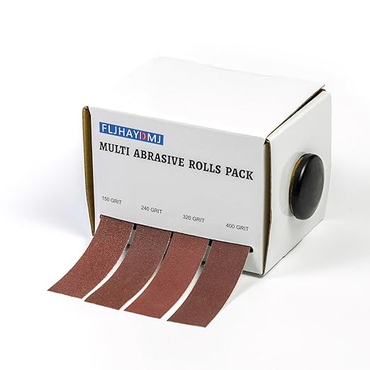Sandpaper Roll，Emery Cloth Roll,150 240 320 400 Grits，Each Roll 1 Inch Wide and 19.7 Feet Long in Box, Suitable for Household Rust Removal, Woodworking and Metal Polishing