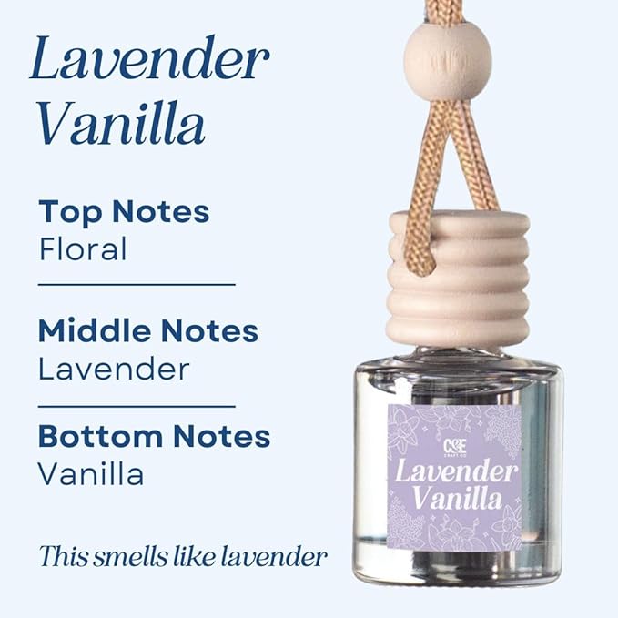 CANDECraftCo Car Air Hanging Fragrance Oil, Car Auto Freshener for Essential Oils, Scents Fragrance Aromatherapy Automobile Diffuser, Long Lasting (Lavender Vanilla)