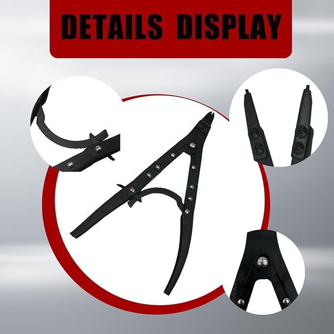 38700 Spindle Snap Ring Pliers, 12in Heavy Duty Internal External Snap Ring Pliers, for Installation and Removal of Circlips，Compatible with Ford Super Duty Pickups 2007 and Newer