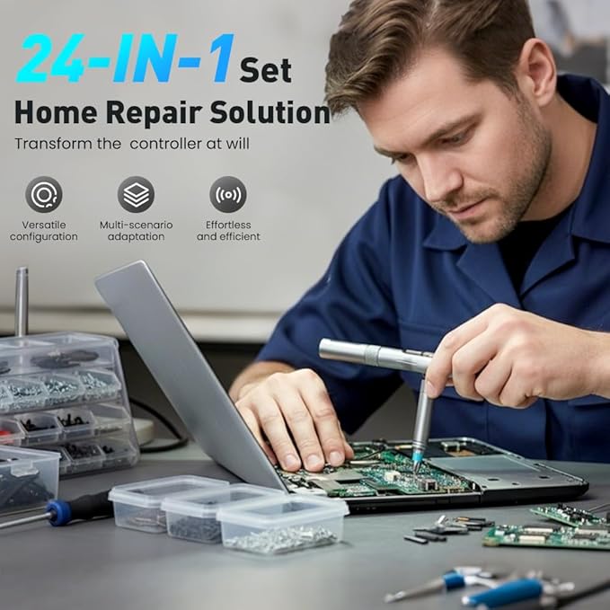 24 in 1 Magnetic Ratchet Screwdriver Set, Multi Bit Screw Driver Set Kit with Precision Bits & Case, Suitable for Home Repairs, DIY Projects, and Electronics (Set B)