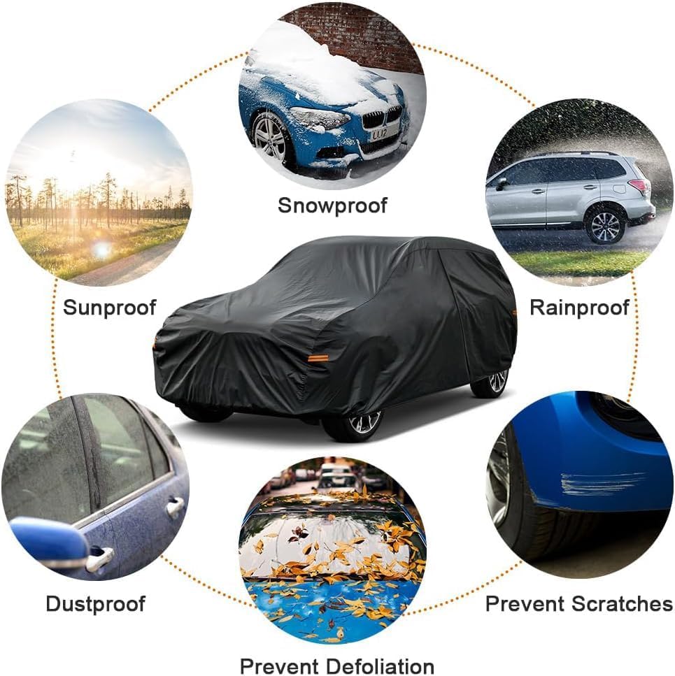 Kayme 7 Layers Car Cover Custom Fit for Toyota Sienna Minivan (1997-2025) Waterproof All Weather for Automobiles, Outdoor Full Cover Rain Sun UV Protection.Black