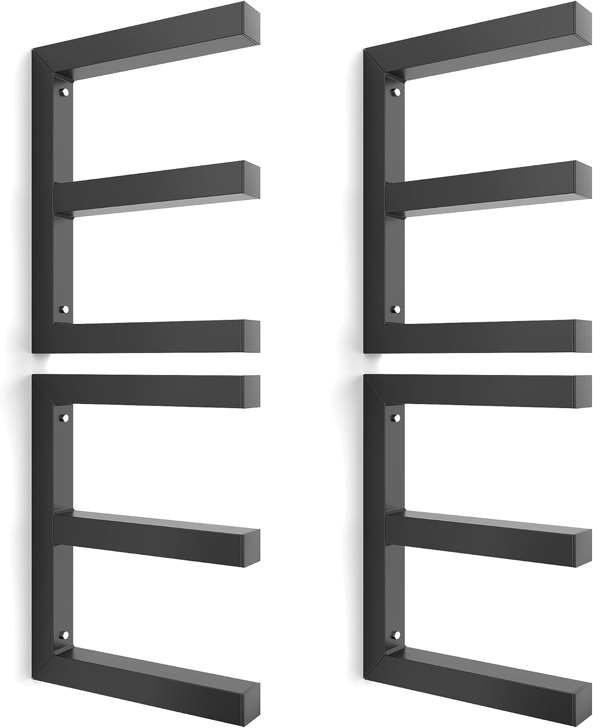 Ultrawall Lumber Storage Rack Wall Mount Wood Storage Racks, Metal Wood Organizer Racks for Shed, Workshop, Garage, Holds Up 220 LBS Per Level (Pack of 4, Black)