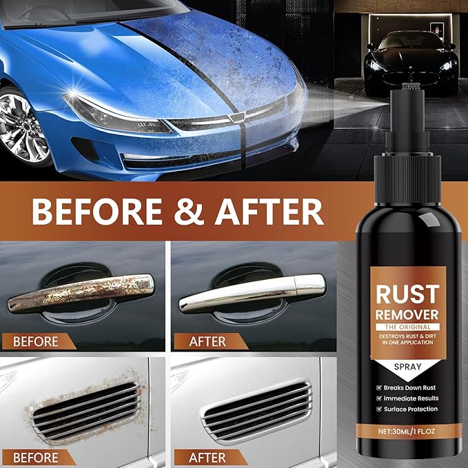 Nexa Rust Remover Spray, 2025 Upgrade Rust Remover for Metal, Multipurpose Rust Stain Remover,for Heavy Duty Rust Dissolver for Metal, Tools, Cars, Chains（30ML*3Pcs