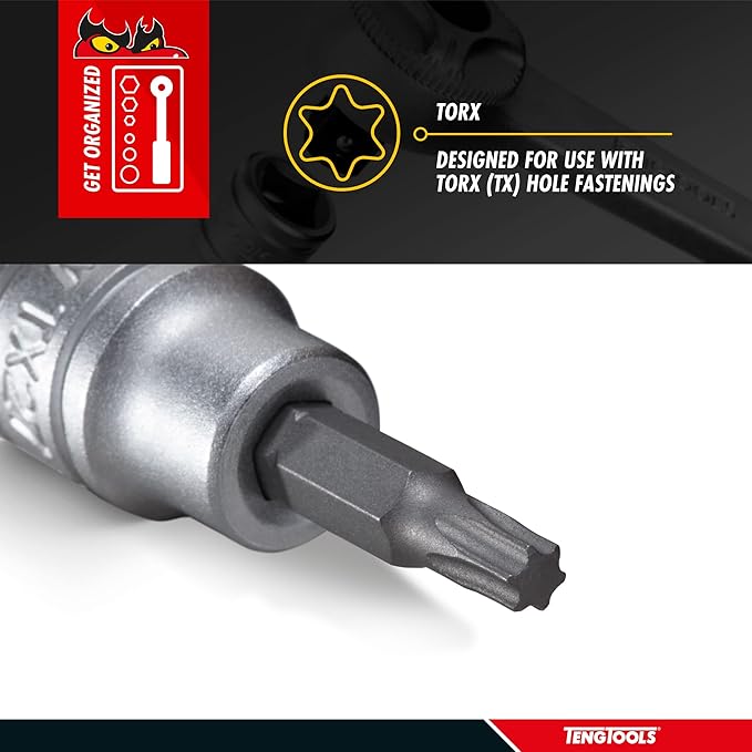 Teng Tools TX40 1/4 Inch Drive Metric Torx TX Chrome Vanadium Socket | Mechanic Tool | Hand Tool - M141240T-C