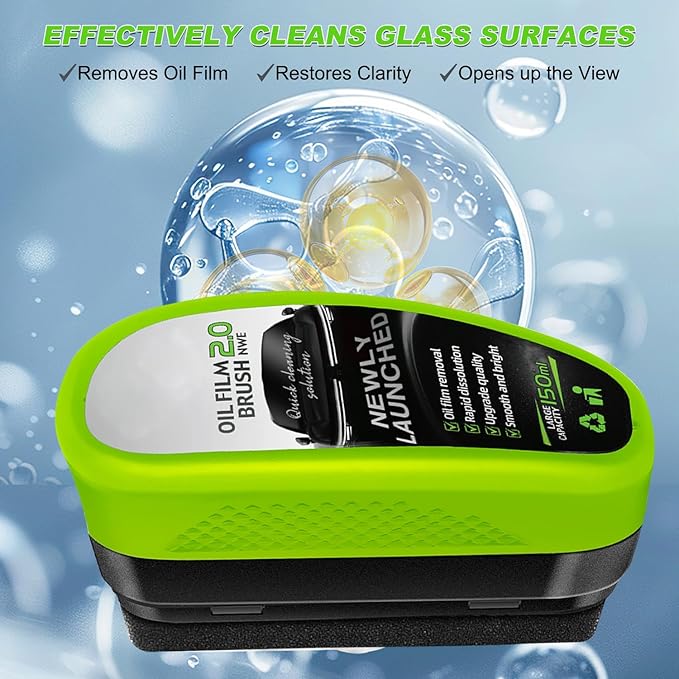 Automotive Oil Film Cleaning Brush for Car Windows,Upgrade 2.0 Clear Vision Glass Cleaner, Car Windshield Cleaner Tool,Universal Cleaning Wipe Board (2PCS)