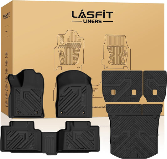 LASFIT Floor Mats Set for Jeep Grand Cherokee 2015 2014 2013, All Weather TPE Custom Fit Car Mats Floor Liners Seatback Cargo Liner Cargo Mat Black