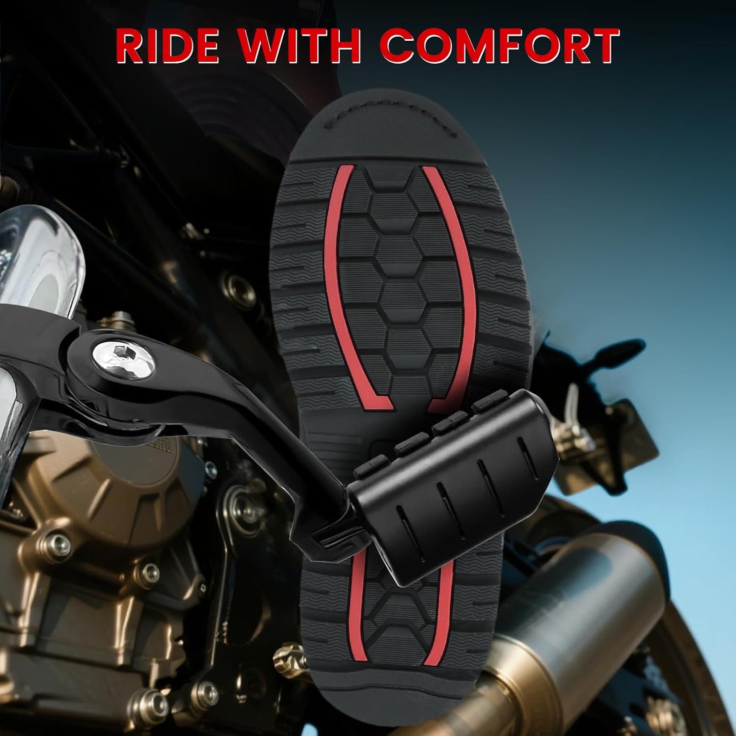 1.25" Highway Pegs Long Angled Pegs Adjustable for Harley Davidson Touring Road King Road Glide Street Glide Electra Glide Dyna Sportster Softail 1 1/4" Engine Guard Foot Peg, Black