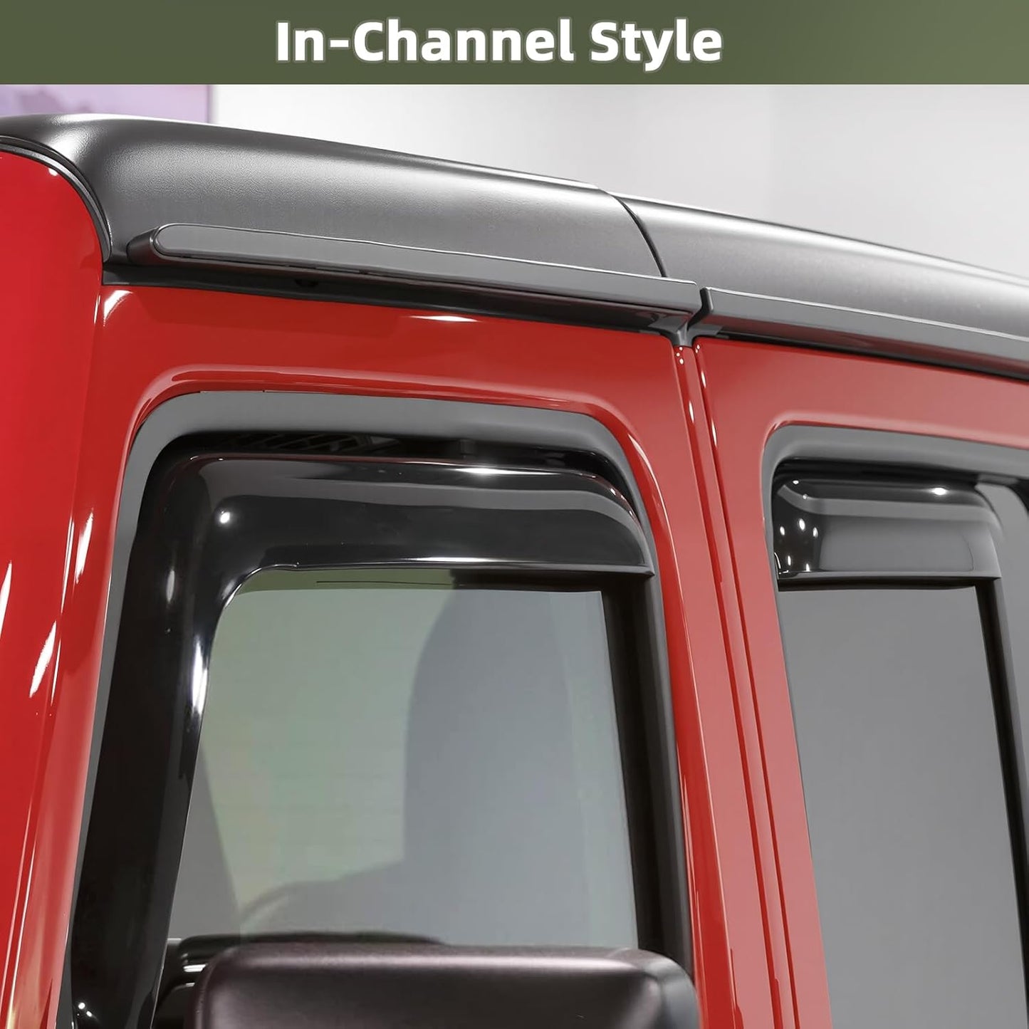 in Channel Rain Guards Fit for 2007-2018 Jeep Wrangler JK Unlimited 4-Door, Durable Window Visors Wind Deflectors, Smoke Vent Shades Shield, 2008 2009 2010 2011 2012 2013 2014 2015 2016 2017