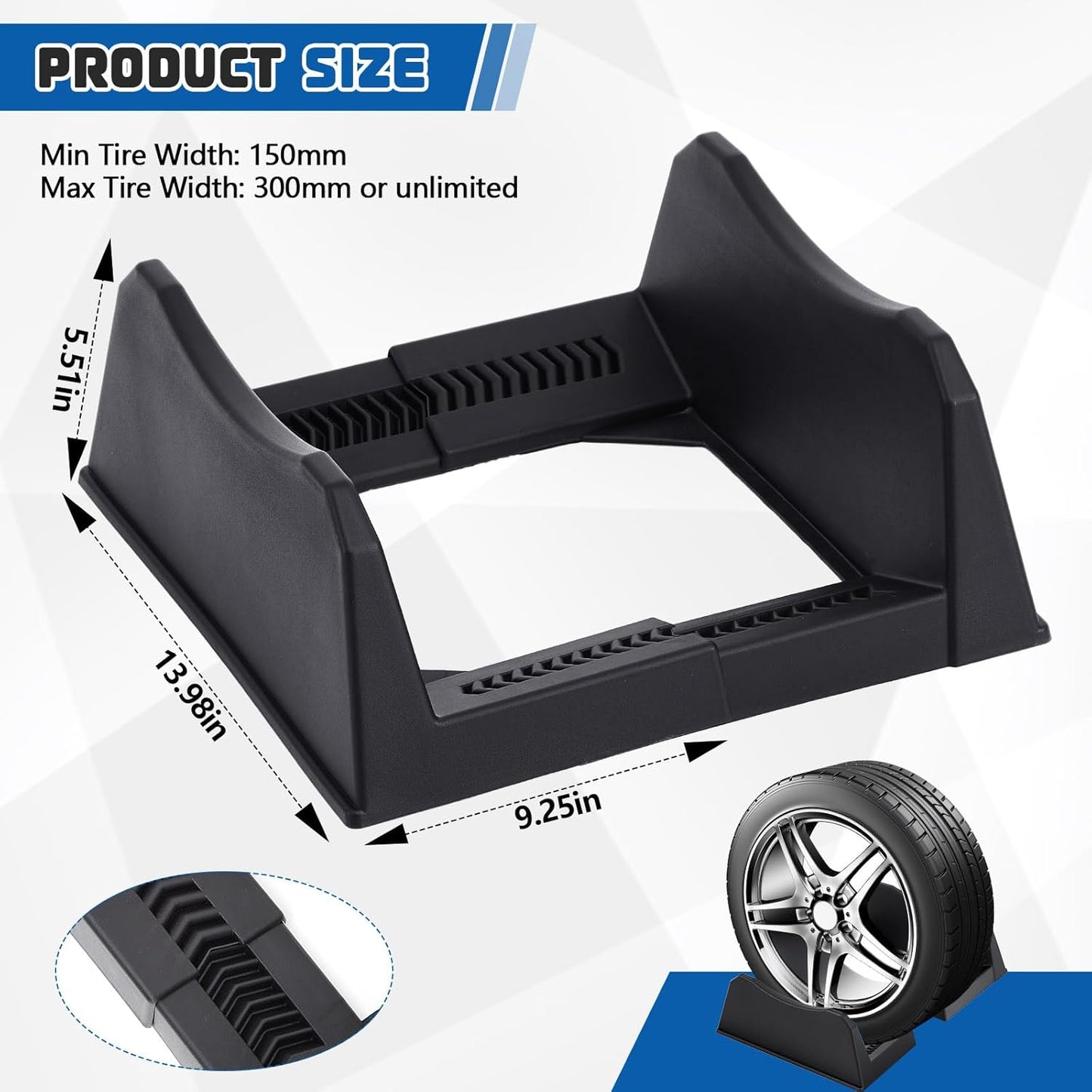 2 Pcs Car Tire Display Stand Wheel Display Rack Adjustable Width Rim Storage Wheel Rim Holder Tyre Stand Base Tire Tray Base for Exhibition Shop Garage Trade Show, Black