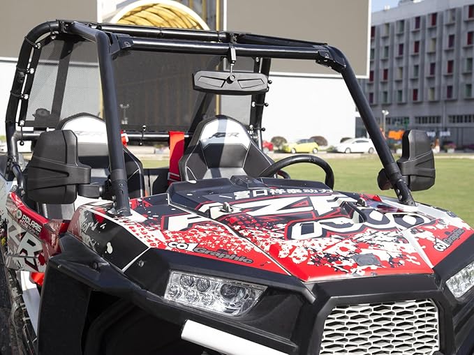 UTV Mirror+Side Mirrors Set for 1.5-2.0 Inch Roll Cage, Compatible with Polaris RZR、Can am Maverick、Honda Pioneer Talon SXS、Kawasaki Mule KRX、Yamaha Wolverine YXZ、RTV、JD Gator、CF Zforce