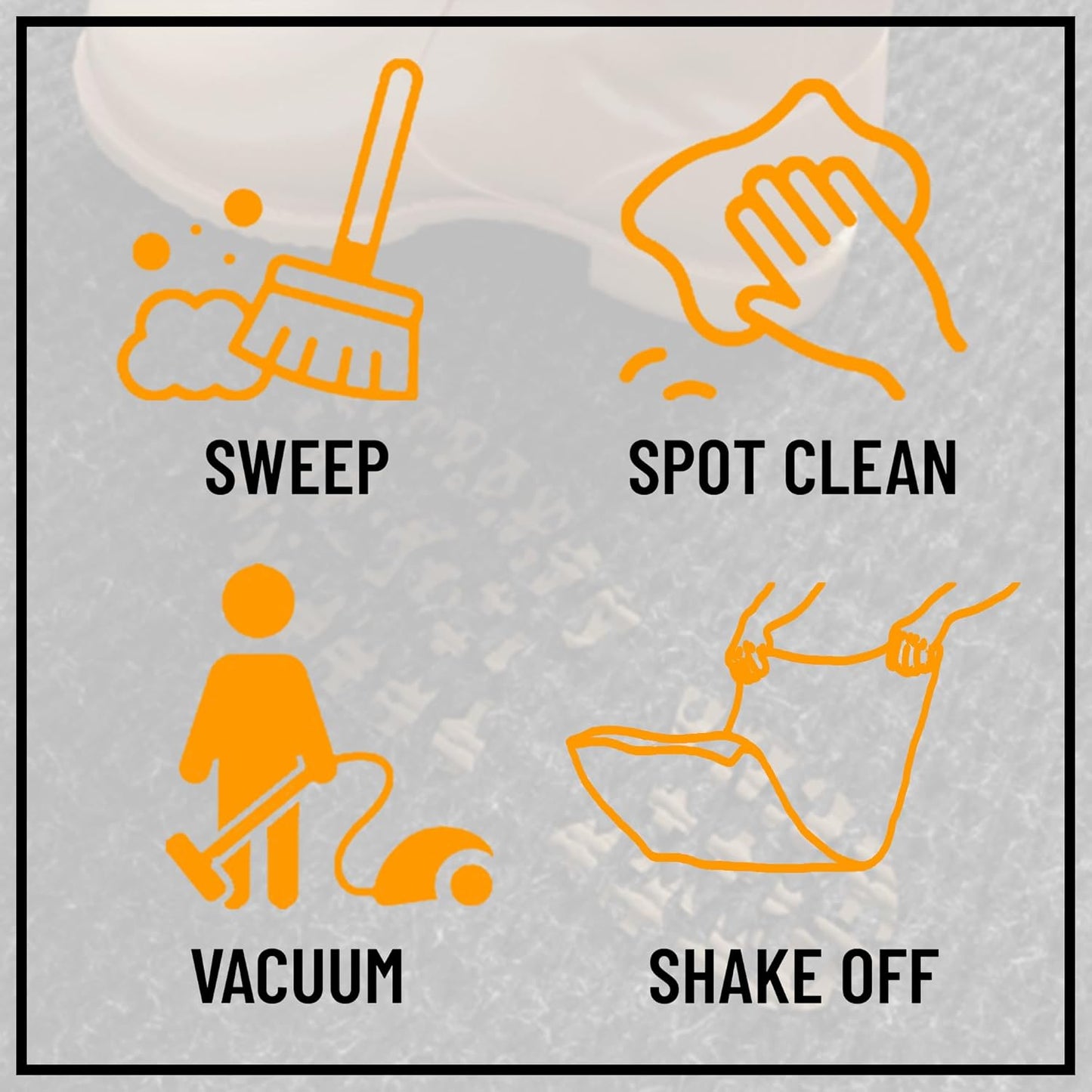 Ottomanson Mud Mat 2' x 2' Entryway Rug - Non-Slip Scraper Doormat for Muddy Paws, Dirt Trapping Indoor/Outdoor Mat for High-Traffic Areas, Kitchen, Garage, Patio, Black