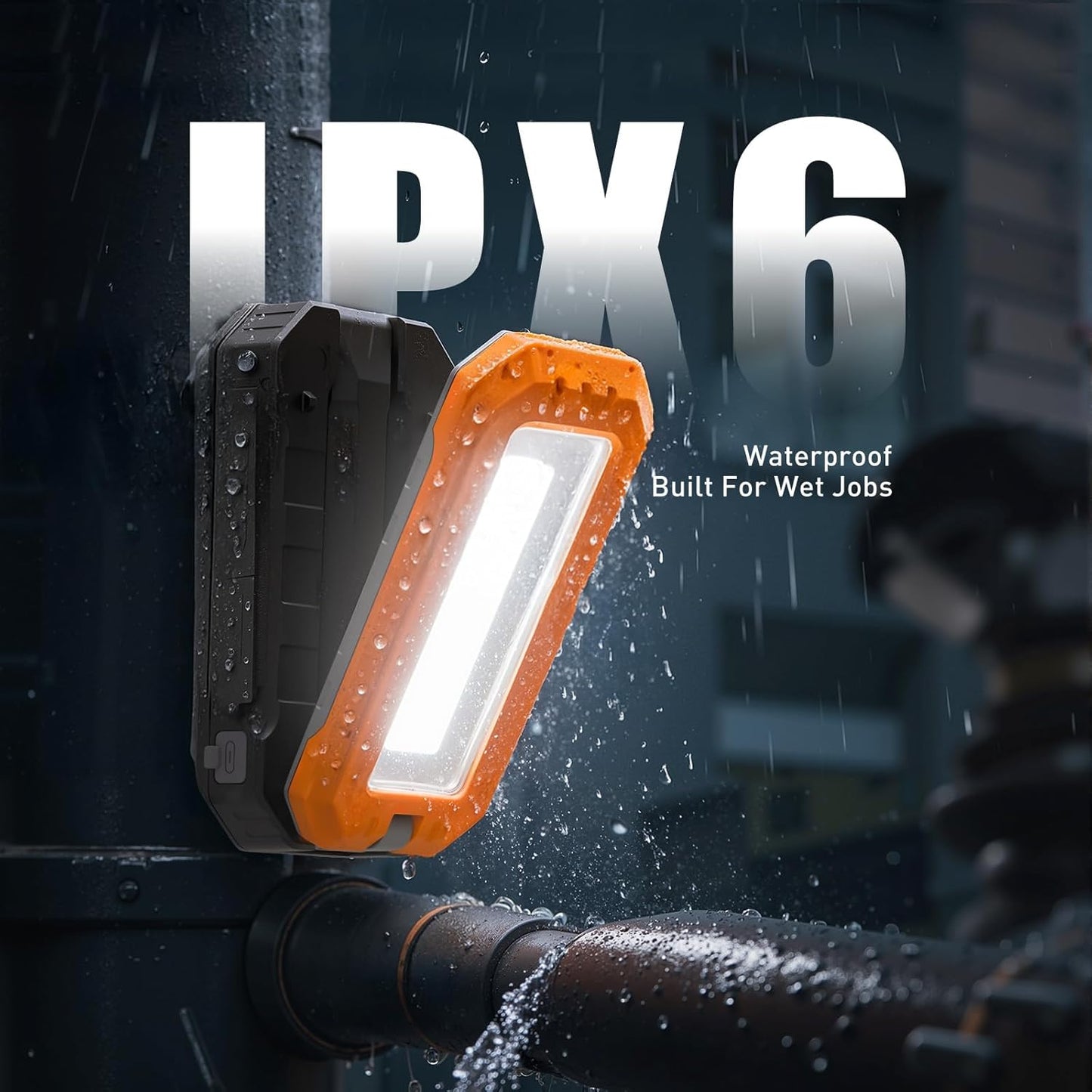 M KARMATER Rechargeable Work Light with Magnetic Base, 1200 Lumens LED Work Light, Portable Magnetic Work Lights with Hook Mechanic Light for Job Site, Workshop, Emergency and Camping