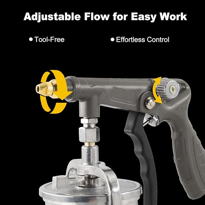 Undercoating Spray Gun with 1000ml Suction Feed Cup, 2 Wands - 360° & Straight Spray Hoses, Undercoat Gun for Truck Bed Liner Coating, Rubberized Undercoat, Rust Proofing
