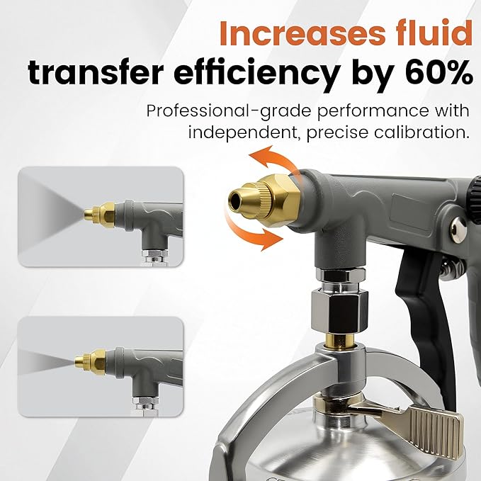 Undercoating Spray Gun Kit with 1000CC Suction Aluminum Cup, Straight & 360° Spray Hose with Connector and Barometer for Truck Bed Liner Coating Car Chassis, Rubberized Coating and Rust Proofing