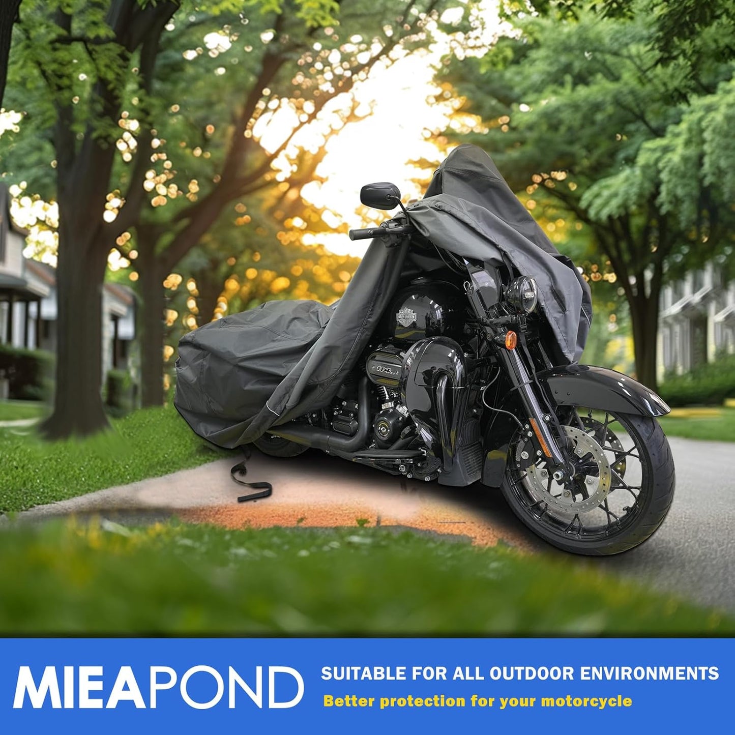 Motorcycle Cover for Harley Davidson Touring Models Road King, Road Glide, Street Glide, Electra Glide, Heritage Classic, Low Rider and More - Waterproof Motorcycle Cover Outdoor Storage