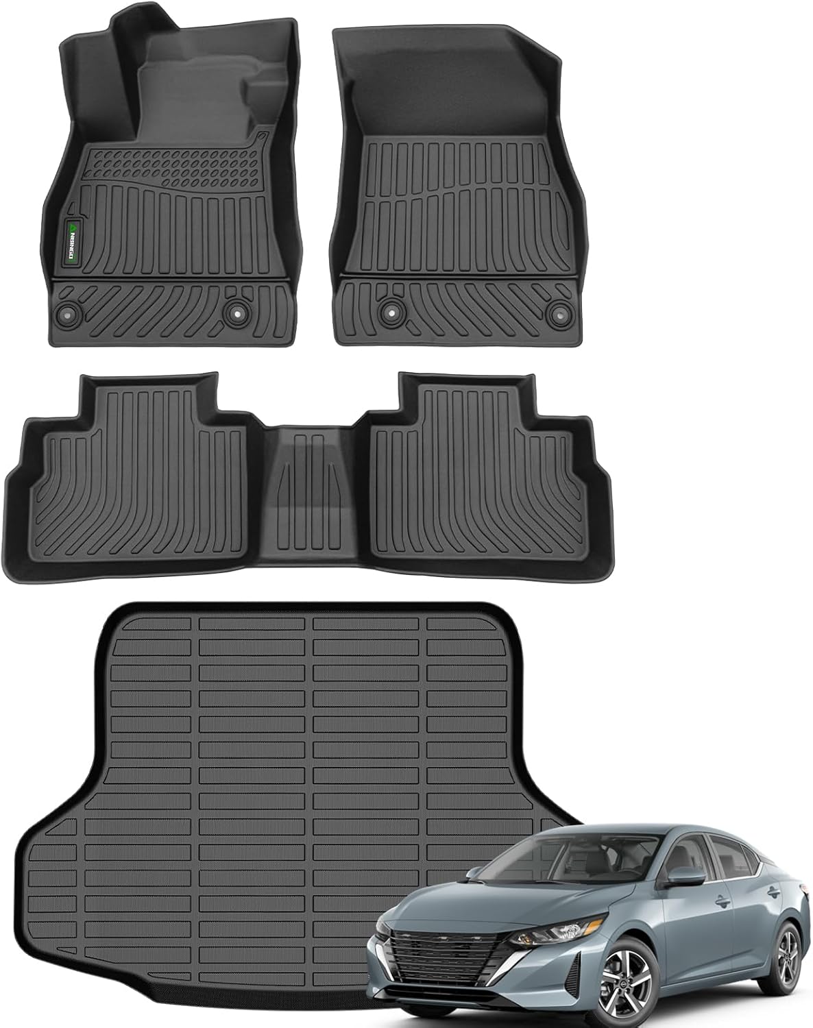 ANBINGO®-Floor Mats& Cargo Liner for Nissan Sentra 2020-2026 S/SV/SR Sedan,All Weather Sentra Car Liner Protection TPE Custom Sentra Accessories Black